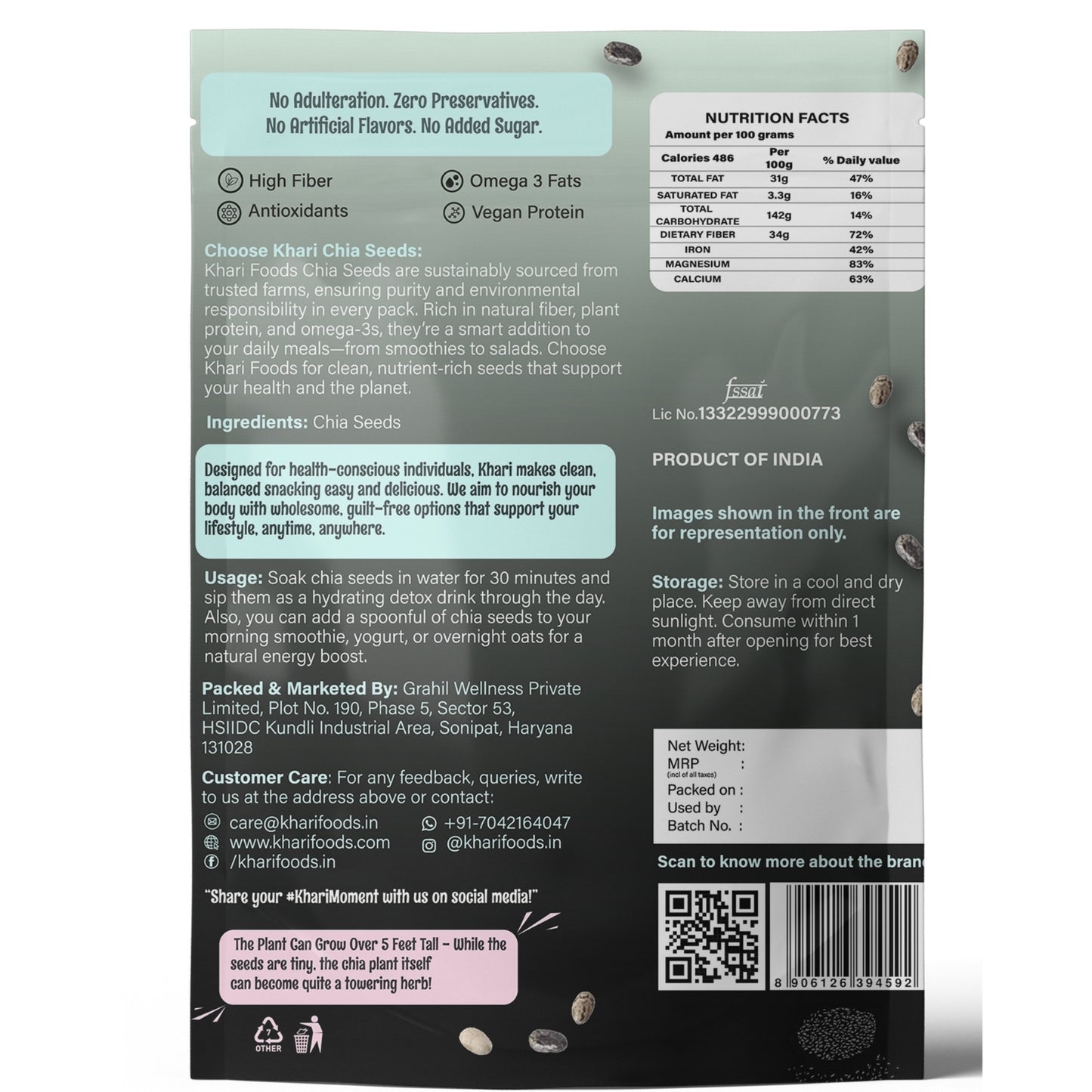 Organic Chia Seeds, High Fibre