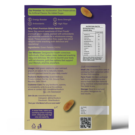 Premium Dried Seedless Green Raisins