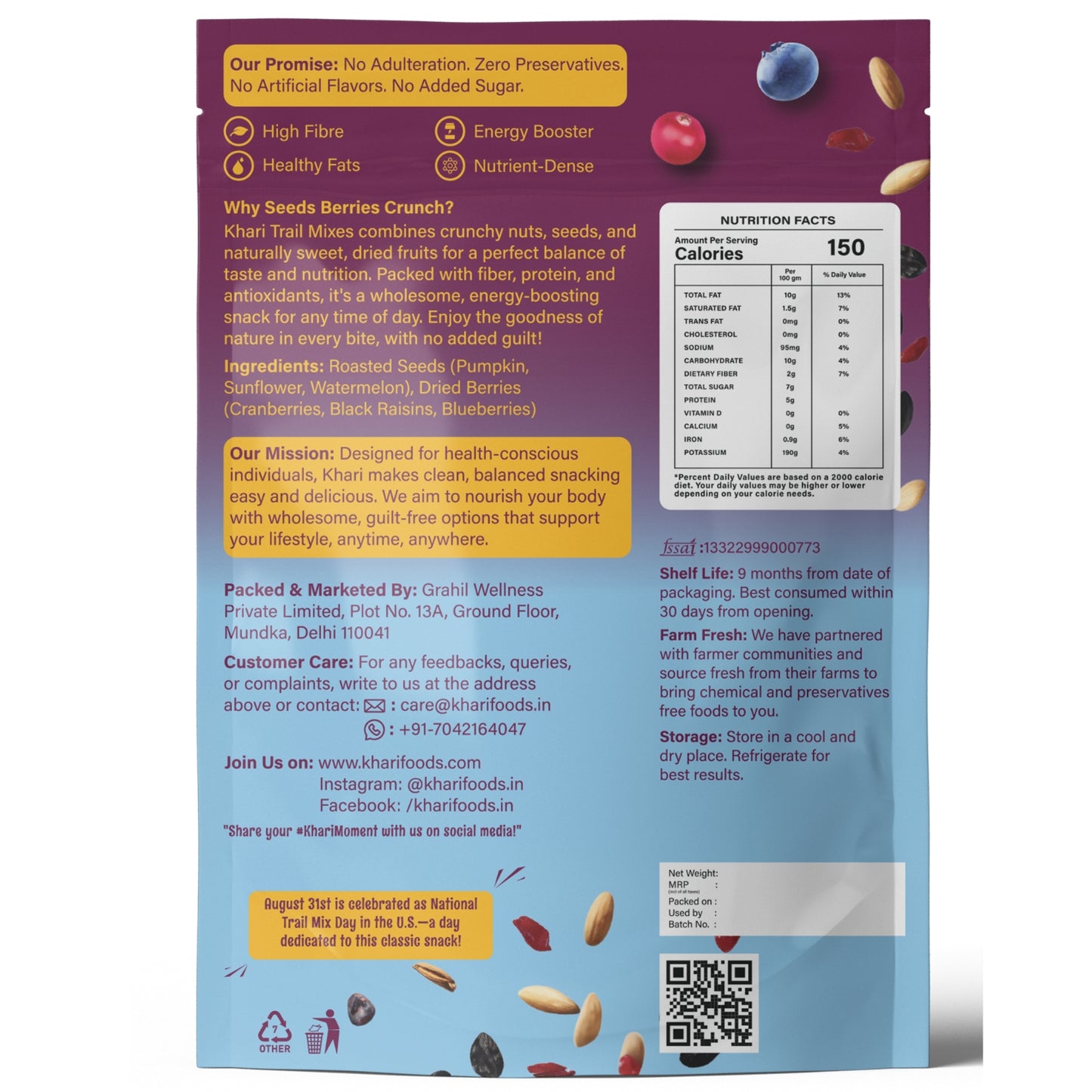 Seeds Berries Snack Mix, 6 in 1 Trail Mix