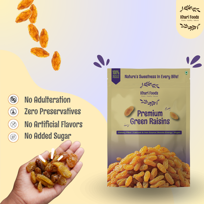 Premium Dried Seedless Green Raisins