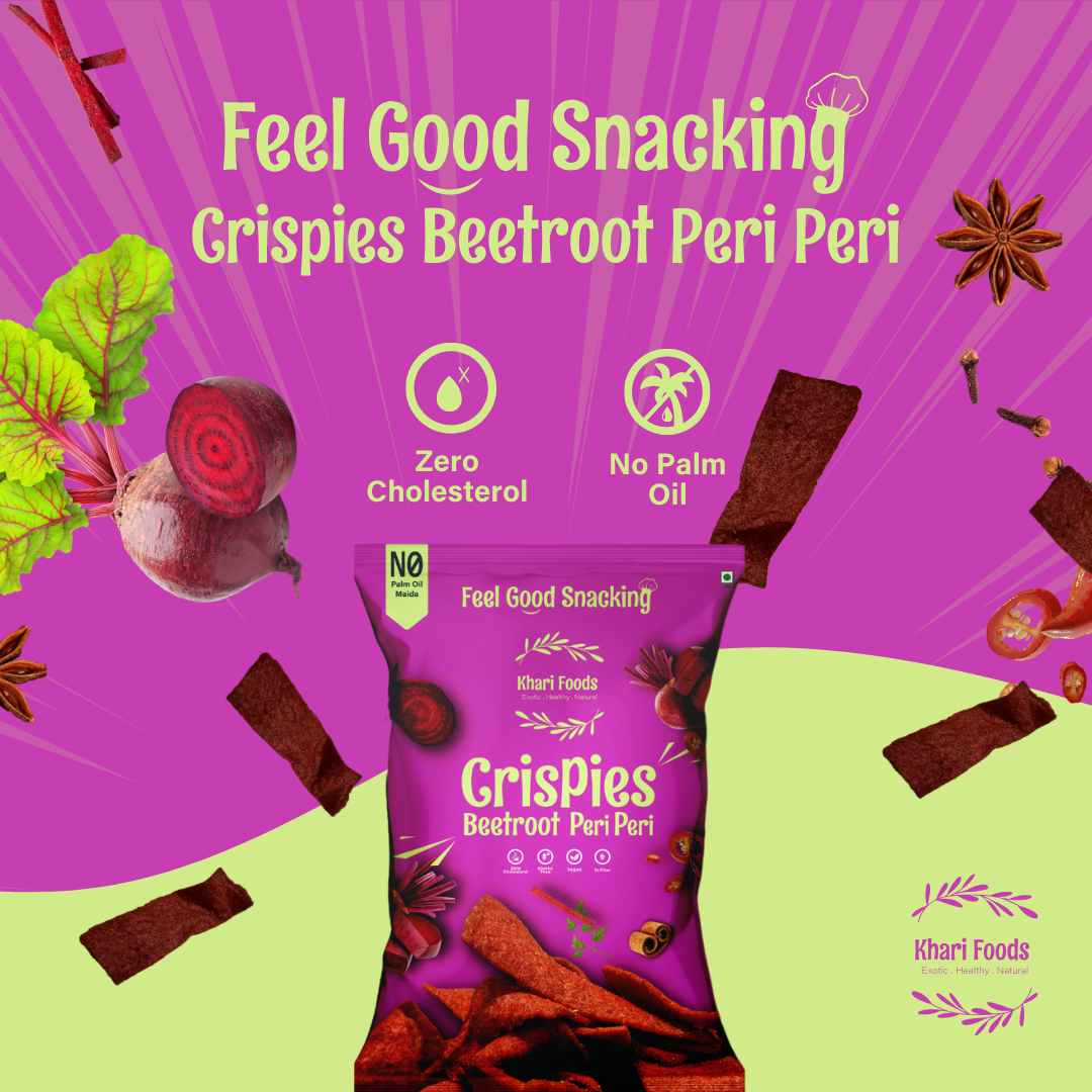 Beetroot Crispies 50g - Peri Peri Flavour, No Palm Oil