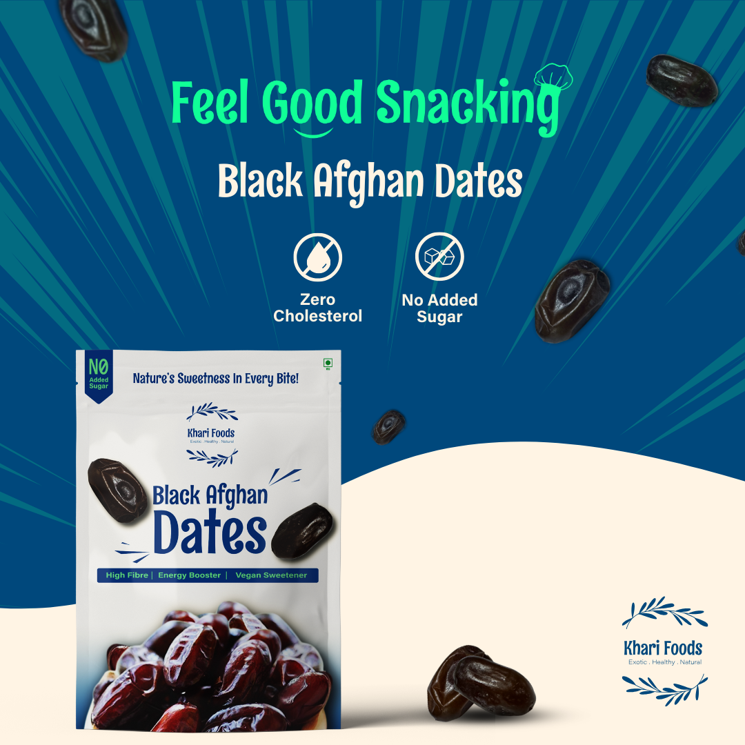 Premium Black Afghan Dates, High Fibre