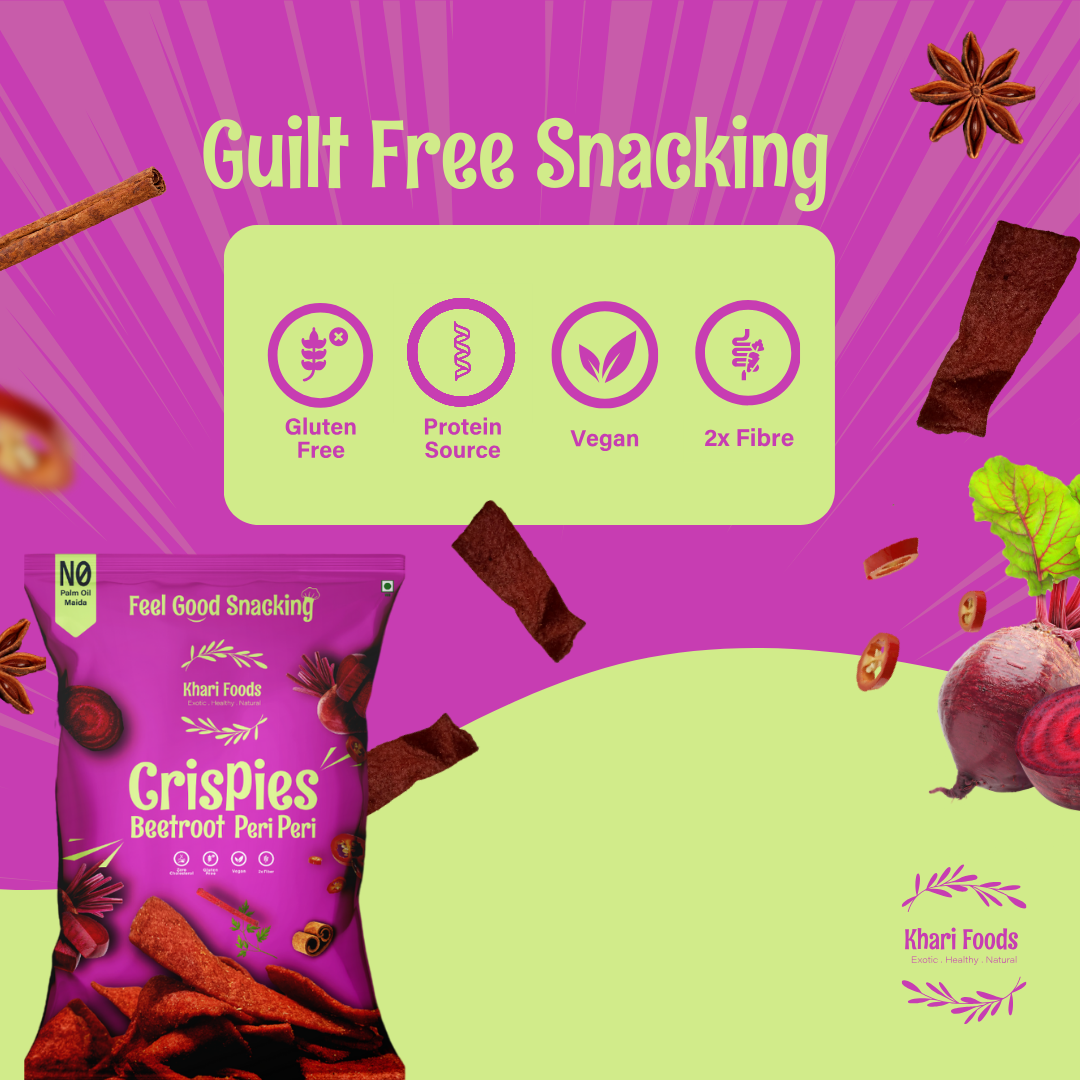 Beetroot Crispies 50g - Peri Peri Flavour, No Palm Oil