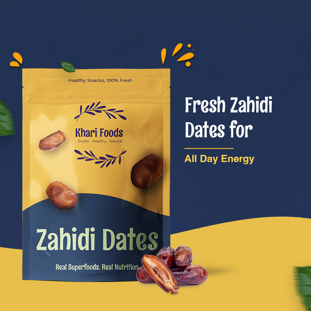 Khari Foods Brown Zahidi Dates, Khajur Khajoor Dry Fruits 1kg, Energy