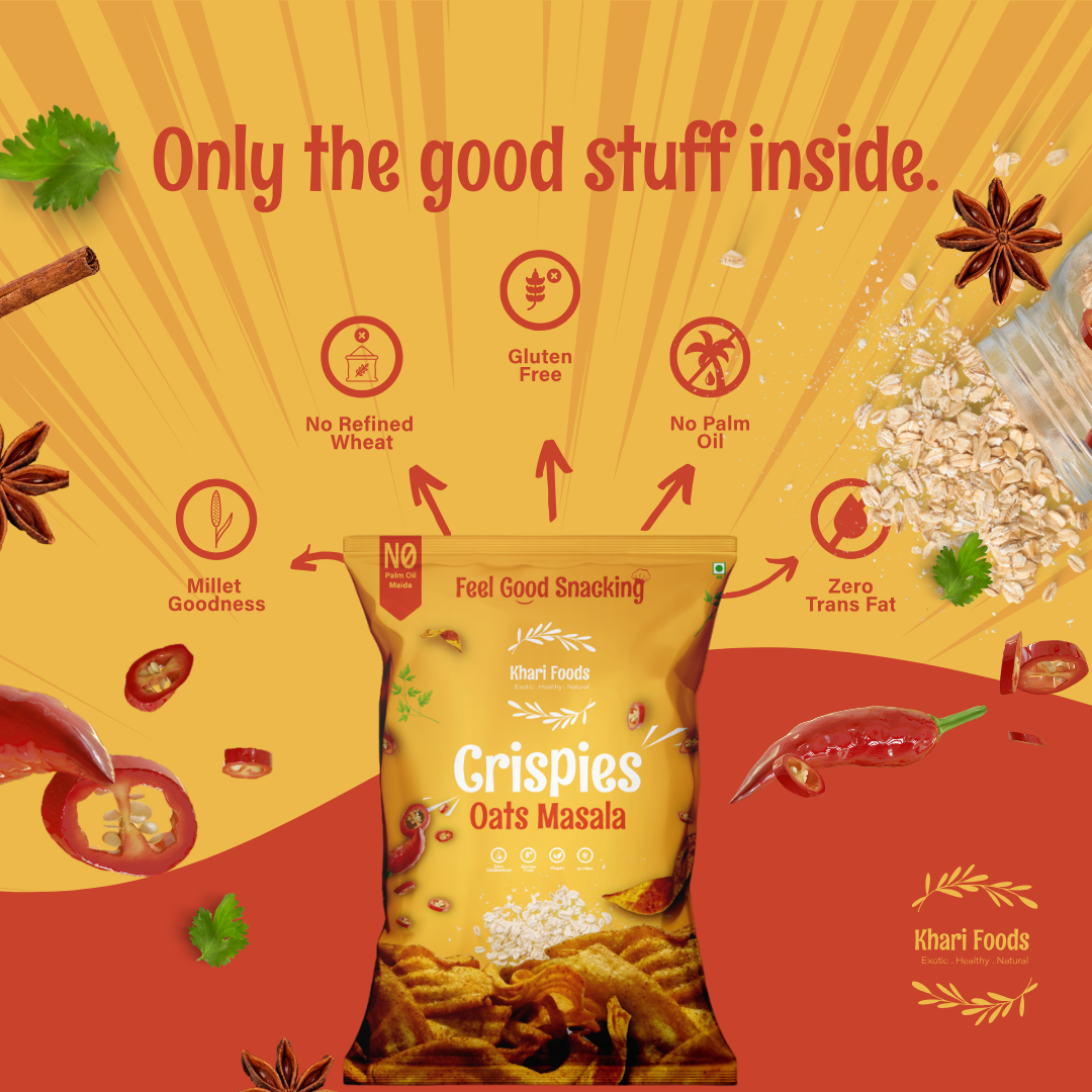 Oats Crispies 50g - Masala Flavour, No Palm Oil