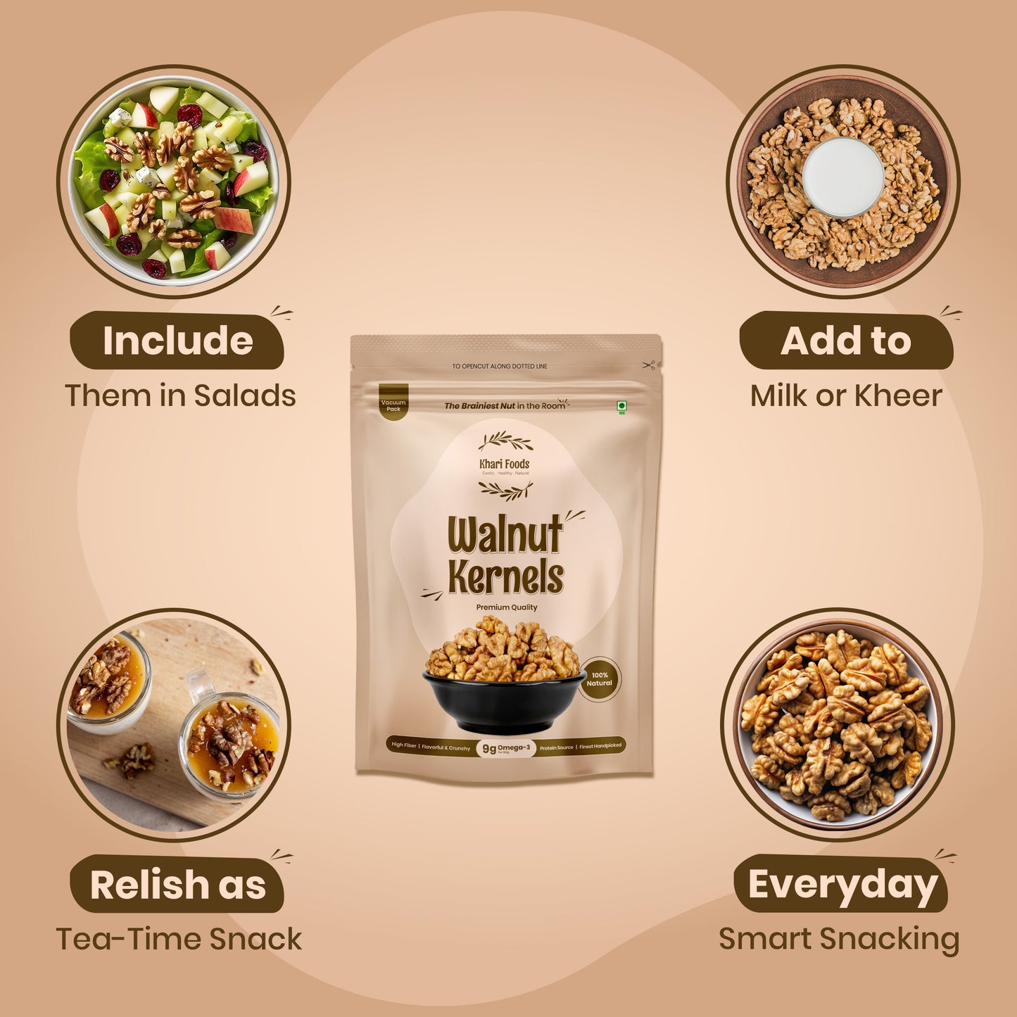 Premium Walnut Kernels, Akhrot Giri (Vacuum Sealed)
