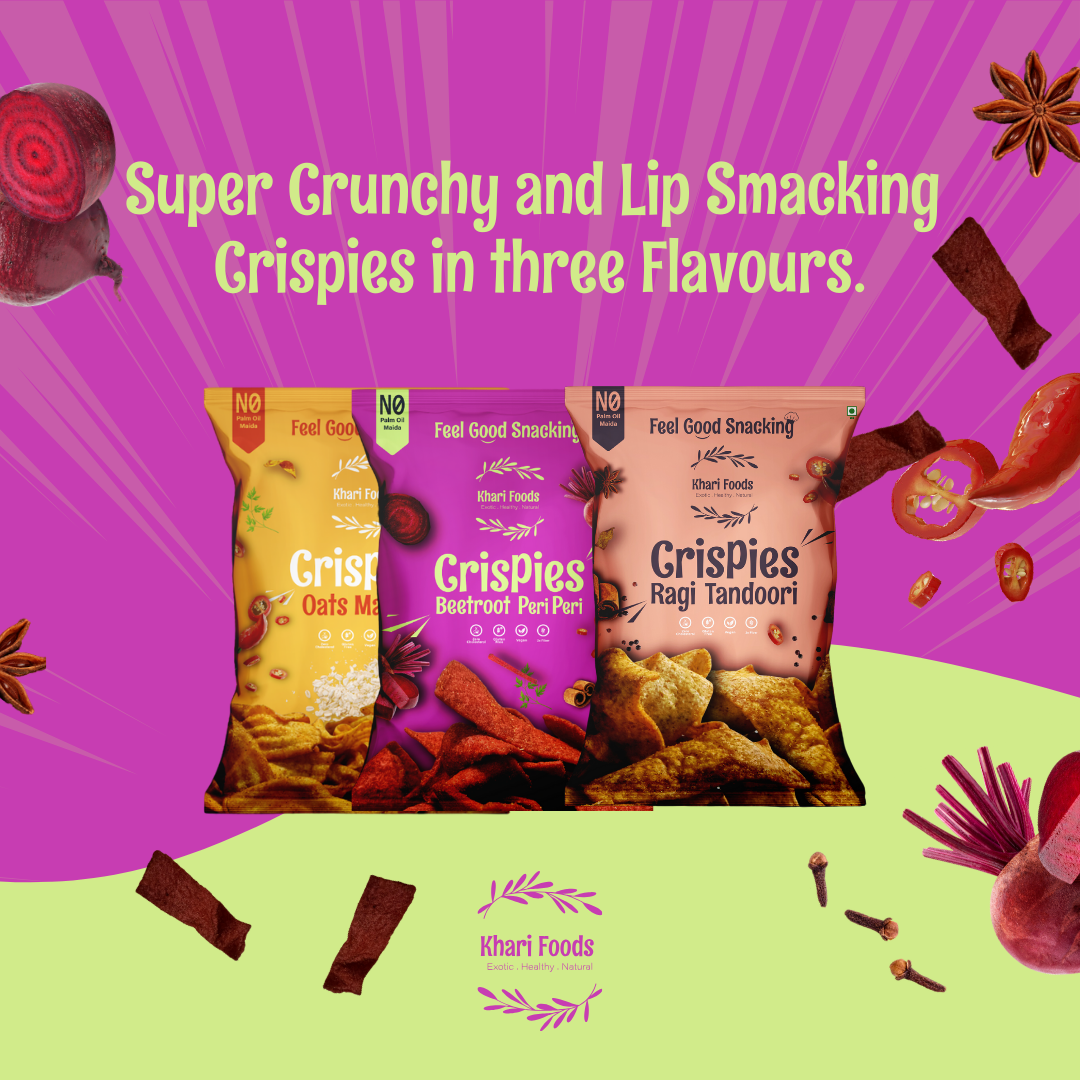 Beetroot Crispies 50g - Peri Peri Flavour, No Palm Oil