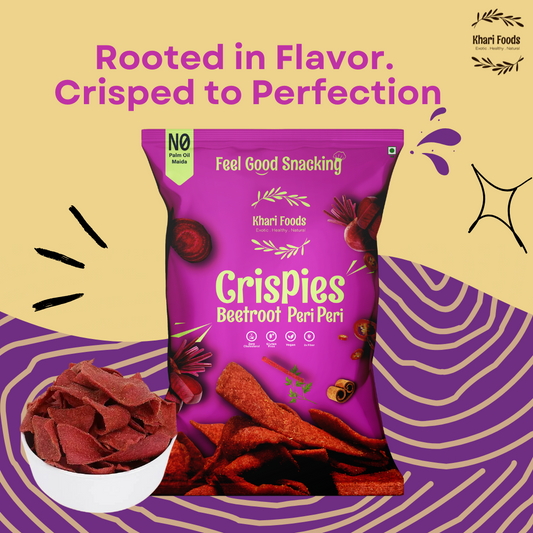 Beetroot Crispies 50g - Peri Peri Flavour, No Palm Oil