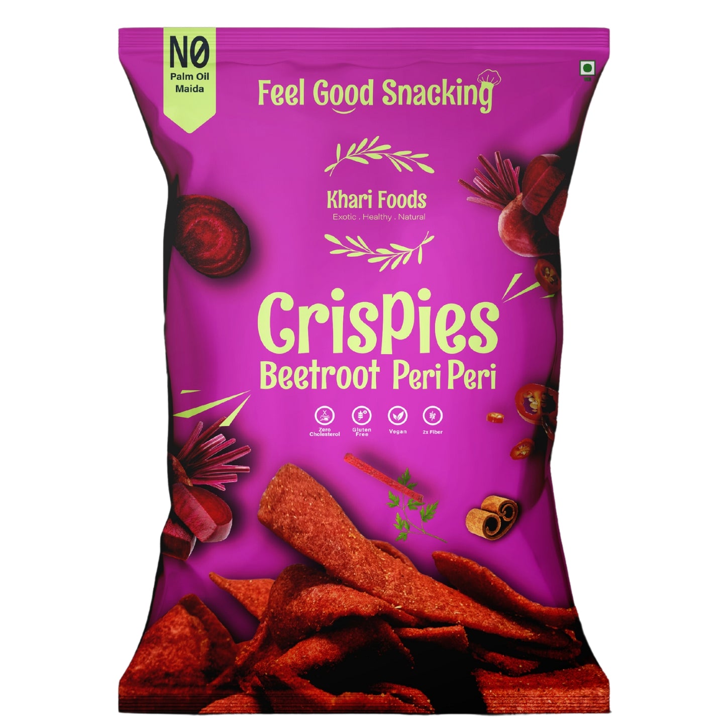 Beetroot Crispies 50g - Peri Peri Flavour, No Palm Oil