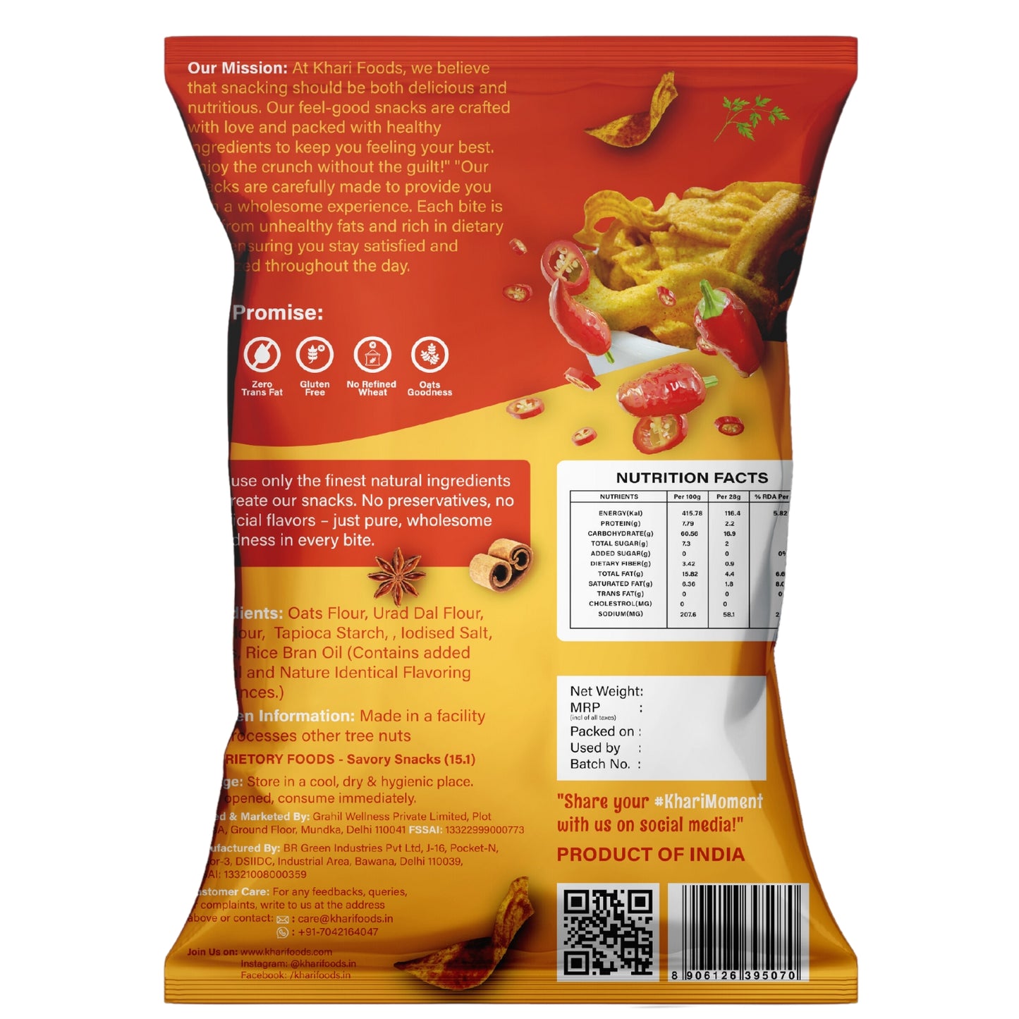 Oats Crispies 50g - Masala Flavour, No Palm Oil