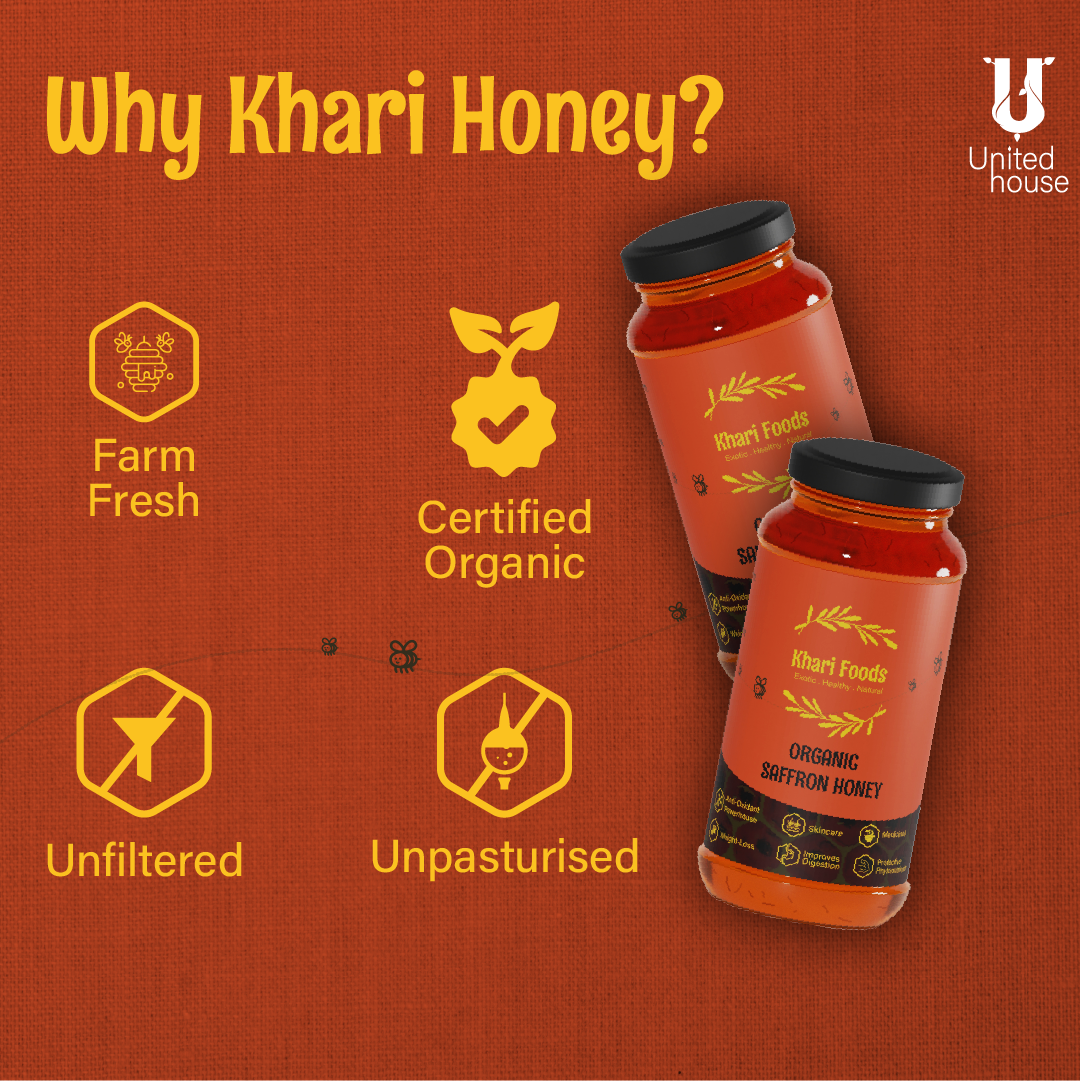 Saffron Honey By Khari Foods 500g, Premium Quality, NMR Tested