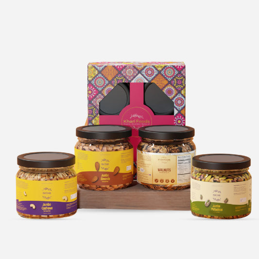 Dry Fruits Gift Box - Almonds, Cashews, Pistachios, Walnuts (Pack 4)