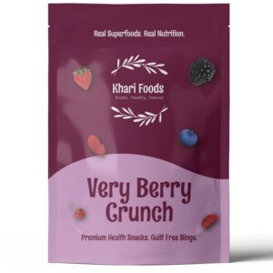 Khari Foods Dried Berries Snack Trail Mix, Goodness of Cranberries, Blueberries, Black Raisins, Cherries, Strawberries, Fibre Rich Health Snack (250g) - Image 1