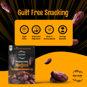 Khari Foods Premium Medjool Dates / Khajur,  High Fibre, Soft Dry Fruit, Energy Health Snacks, No Added Sugar - Image 5