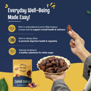 Khari foods Premium Dried Zahidi Dates / Khajur, 100% Natural Sweetener, Rich in Iron, Fiber & Vitamins, Healthy & Nutritious Snack - Image 5